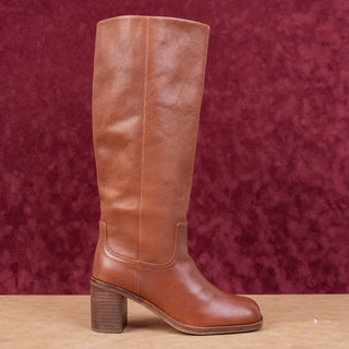 Steve Madden Women Woodstock Brown Leather Retro Square Toe Boots sz 9.5