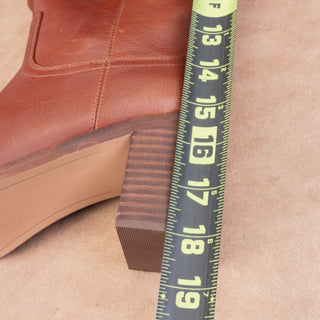 Steve Madden Women Woodstock Brown Leather Retro Square Toe Boots sz 9.5