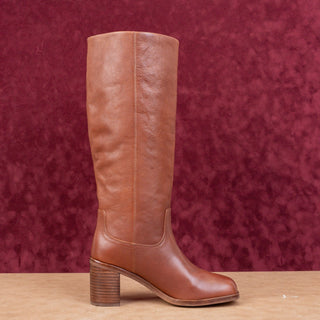 Steve Madden Women Woodstock Brown Leather Retro Square Toe Boots sz 9.5