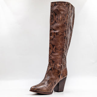 Trask Women Elena Snake Print Leather Western Cowboy Wide Calf Boots size 10