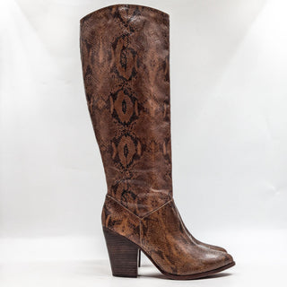 Trask Women Elena Snake Print Leather Western Cowboy Wide Calf Boots size 10