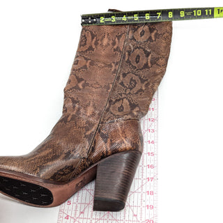 Trask Women Elena Snake Print Leather Western Cowboy Wide Calf Boots size 10