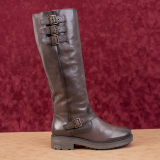 Lucky Brand Women Citere Brown Leather Zip Riding Moto Tall Boots 8.5US EUR 39.5