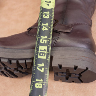 Lucky Brand Women Citere Brown Leather Zip Riding Moto Tall Boots 8.5US EUR 39.5