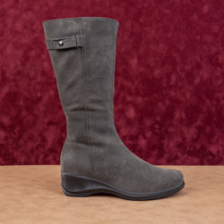 La Canadienne Women Lizza Grey Suede Zip Waterproof Fashion Tall Boots sz 8