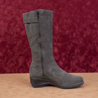 La Canadienne Women Lizza Grey Suede Zip Waterproof Fashion Tall Boots sz 8