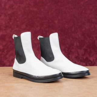 Vince Women Cecyl White Leather Office Dressy Chelsea Boots sz 7US EUR37