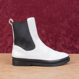 Vince Women Cecyl White Leather Office Dressy Chelsea Boots sz 7US EUR37