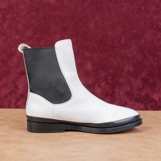 Vince Women Cecyl White Leather Office Dressy Chelsea Boots sz 7US EUR37