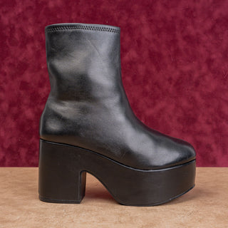 Larroude Women Miso XX Black Leather Platform Retro Y2K Ankle Boots sz 10