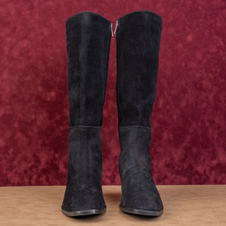 Aquatalia Women Ravel Weatherproof Black Suede Office Dress Zip Knee Boots 9.5