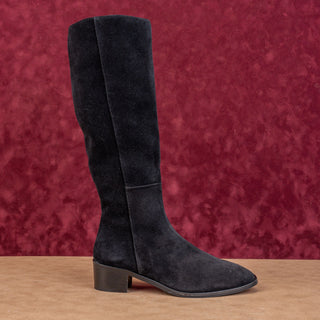 Aquatalia Women Ravel Weatherproof Black Suede Office Dress Zip Knee Boots 9.5