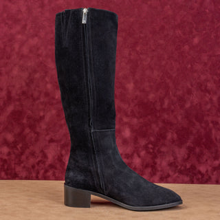 Aquatalia Women Ravel Weatherproof Black Suede Office Dress Zip Knee Boots 9.5