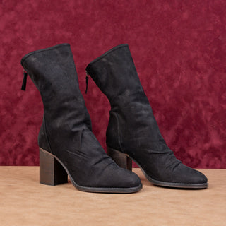 Free People Women Elle Slouch Retro Black Brown Suede Boots sz 8US EUR38