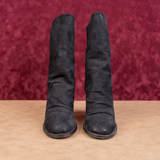 Free People Women Elle Slouch Retro Black Brown Suede Boots sz 8US EUR38