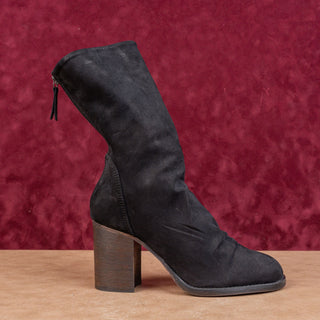 Free People Women Elle Slouch Retro Black Brown Suede Boots sz 8US EUR38