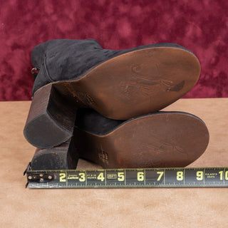 Free People Women Elle Slouch Retro Black Brown Suede Boots sz 8US EUR38