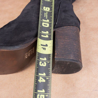 Free People Women Elle Slouch Retro Black Brown Suede Boots sz 8US EUR38