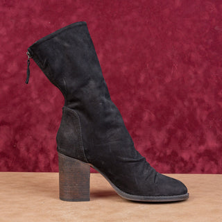 Free People Women Elle Slouch Retro Black Brown Suede Boots sz 8US EUR38