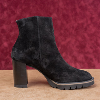 Paul Green Women Modern Western Black Suede Heeled Zip Boots sz 9.5 US AUS 7