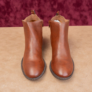 BOC Women Brown Faux Leather Western Double Zip Ankle Boots sz 6.5