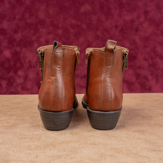 BOC Women Brown Faux Leather Western Double Zip Ankle Boots sz 6.5