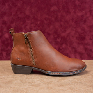 BOC Women Brown Faux Leather Western Double Zip Ankle Boots sz 6.5