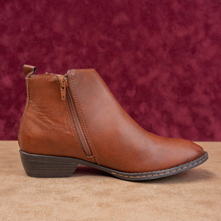 BOC Women Brown Faux Leather Western Double Zip Ankle Boots sz 6.5