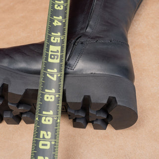 Franco Sarto Women Moto Black Leather Lug Riding Buckle Tall Knee Boots sz 7
