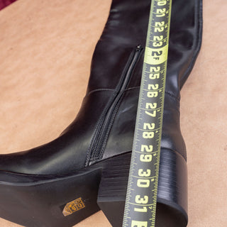 Jeffrey Campbell Women Reflect Square Toe Black Vegan Thigh High Boots sz 7