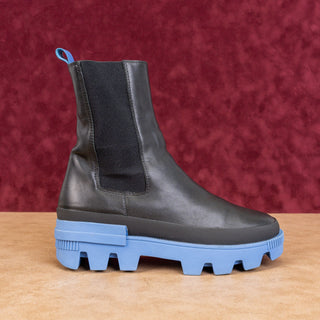 Bibi Lou Women Black Blue Leather Stompy Festival Platform Party Boots 8US EUR38