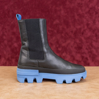 Bibi Lou Women Black Blue Leather Stompy Festival Platform Party Boots 8US EUR38