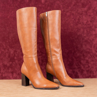 Nine West Women Zeran Brown Vegan Leather Fashion Dress Knee Boots sz 9