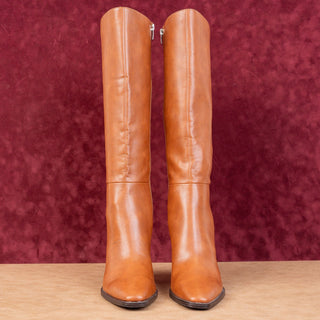 Nine West Women Zeran Brown Vegan Leather Fashion Dress Knee Boots sz 9