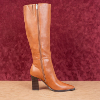 Nine West Women Zeran Brown Vegan Leather Fashion Dress Knee Boots sz 9