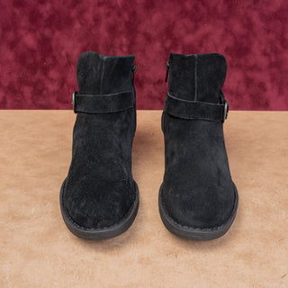Born Women Syd Black Suede Zip Low Classic Riding Ankle Boots sz 9.5