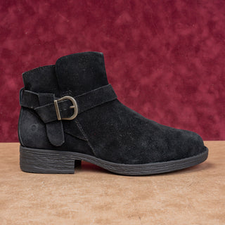 Born Women Syd Black Suede Zip Low Classic Riding Ankle Boots sz 9.5