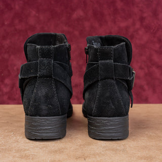 Born Women Syd Black Suede Zip Low Classic Riding Ankle Boots sz 9.5