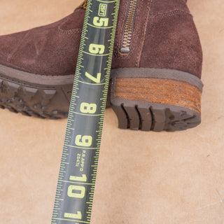UGG Women Milnor Brown Suede Buckle Zip Ankle Modern Western Heel Boots sz 7