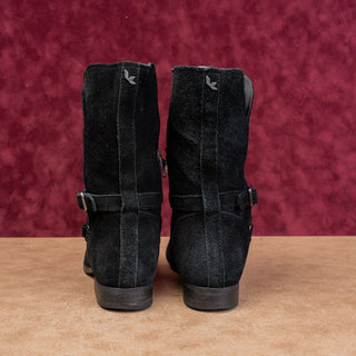 Koolaburra Women Black Suede Modern Fall Strap Comfortable Boots sz 6