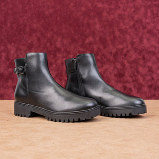 Calvin Klein Women Kalonie Black Faux Leather Moto Strap Zip Boots sz 9