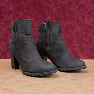 Timberland Women Stratton Black Nubuck Zip Fashion Heel Ankle Boots sz 8.5