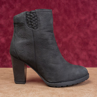 Timberland Women Stratton Black Nubuck Zip Fashion Heel Ankle Boots sz 8.5