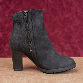 Timberland Women Stratton Black Nubuck Zip Fashion Heel Ankle Boots sz 8.5