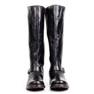 Kenneth Cole Women Jenn Black Leather Strap Buckle Riding Tall Boots sz 6