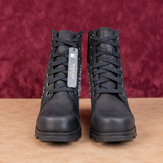 Sorel Women Joan Artic II Lexie Black Leather Lace-up Wedge Boots size 7.5