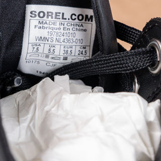 Sorel Women Joan Artic II Lexie Black Leather Lace-up Wedge Boots size 7.5