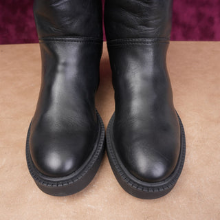 Vince Women Kline Pull on Moto Festival Party Black Leather Boots sz 7US EUR37