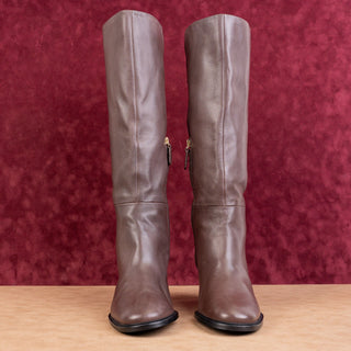 Nordstrom Women Helia Wide Calf Brown Leather Fashion Riding Knee Boots sz 12