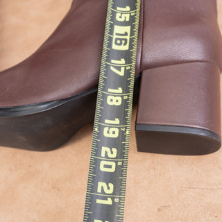 Nordstrom Women Helia Wide Calf Brown Leather Fashion Riding Knee Boots sz 12